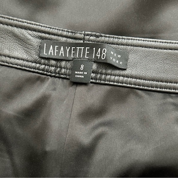 Lafayette 148 NewYork 100% Leather Trouser Pants Size 8 - Picture 8 of 12